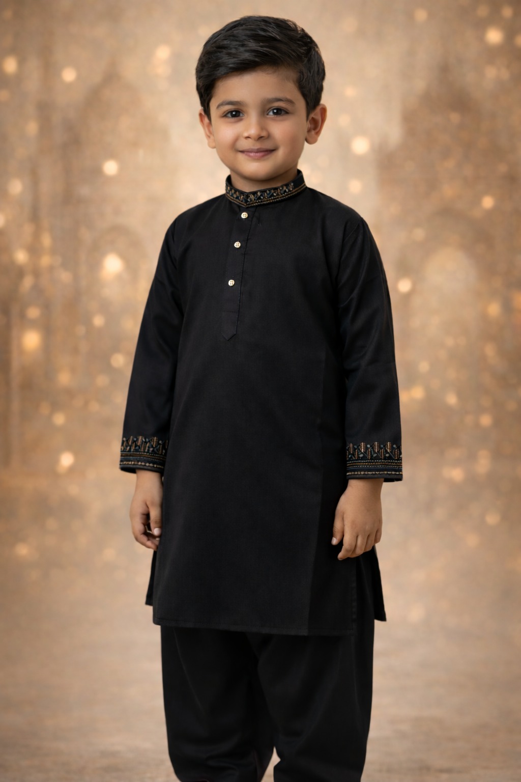 Boys Black Kurta Shalwar – Dino Royal – Premium Eid Collection 2026 | BabyDino.pk Image 2