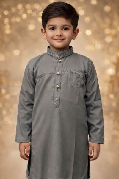 Boys slate Gray Kurta Shalwar – Dino Noble | BabyDino.pk Eid Collection 2026