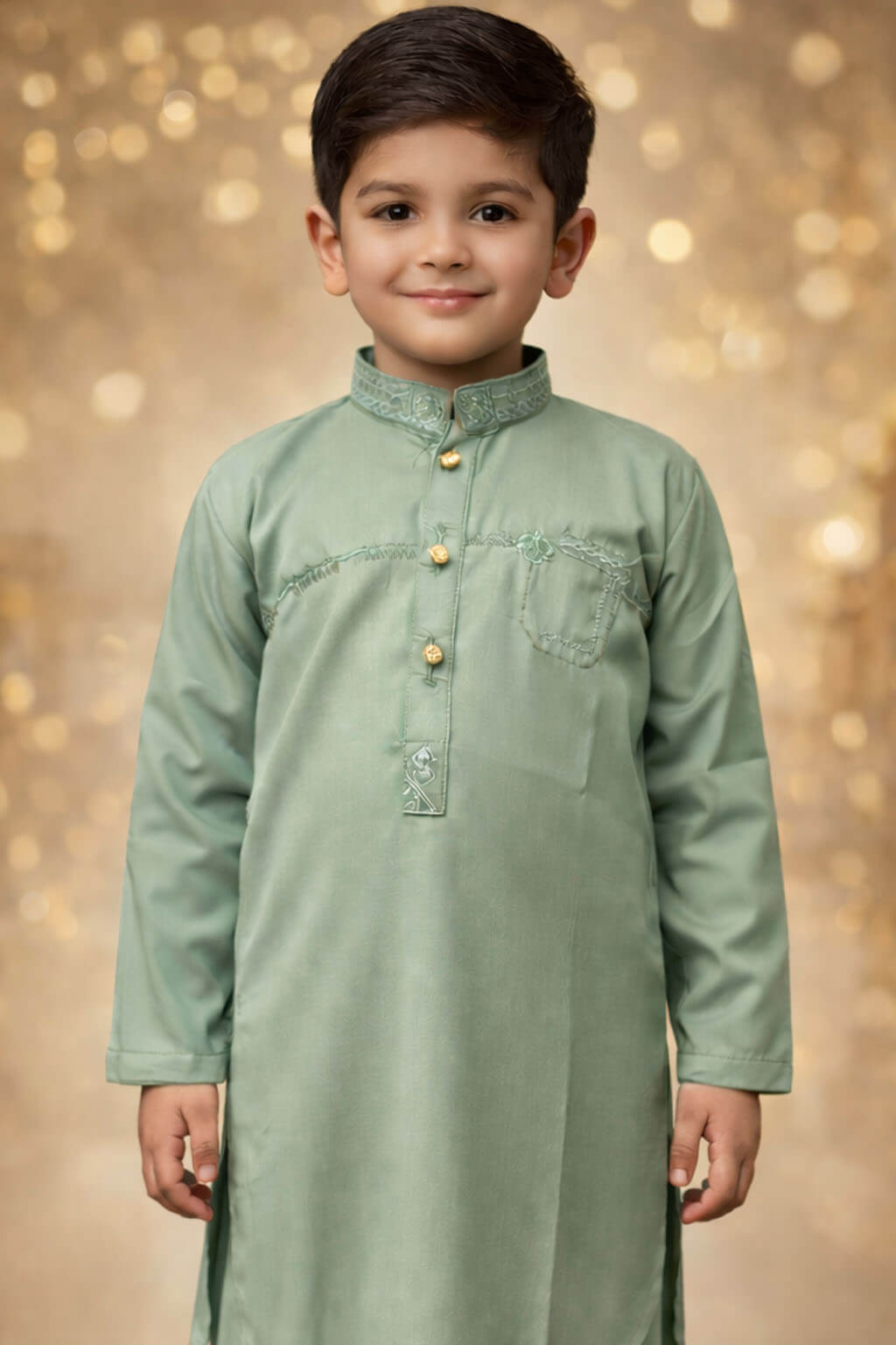 Boys Soft Saga Green Kurta Shalwar – Dino Noble | BabyDino.pk Eid Collection 2026 Image 1