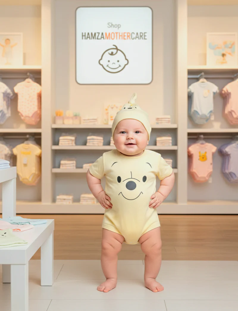 Pooh Customize Romper With Noted Cap Image 1