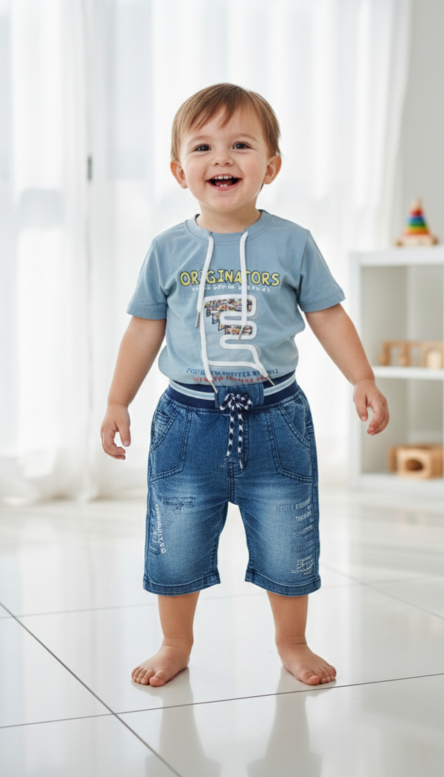 SUMMER SUIT FOR BOYS WITH DENIM PENT (E) STYLE Image 2