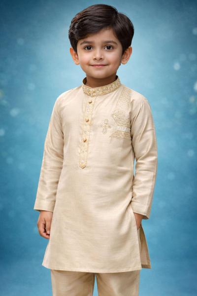 Boys Warm Beige Kurta Shalwar – Dino Festive – Premium Eid Collection 2026 | BabyDino.pk