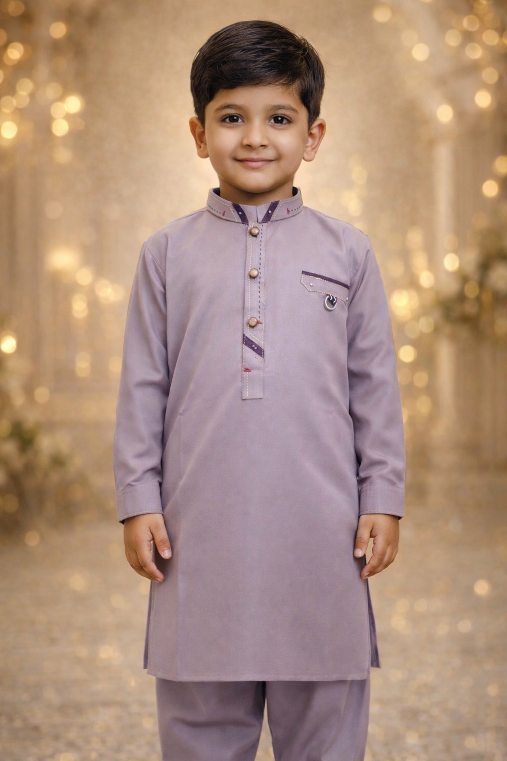 Boys Sky Blue Kurta Shalwar – Dino Elite - Premium Eid Collection 2026 | BabyDino.pk Image 4