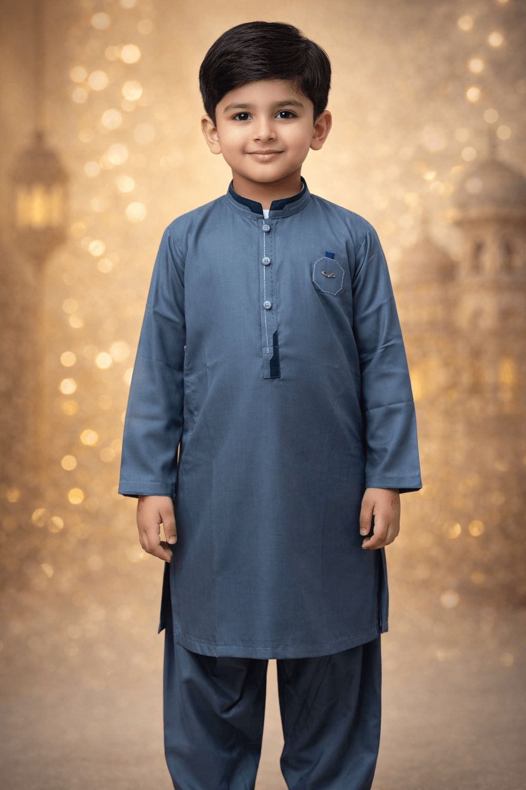 Boys Khaki Gold Kurta Shalwar – Dino Regal | BabyDino.pk Eid Collection 2026 Image 4