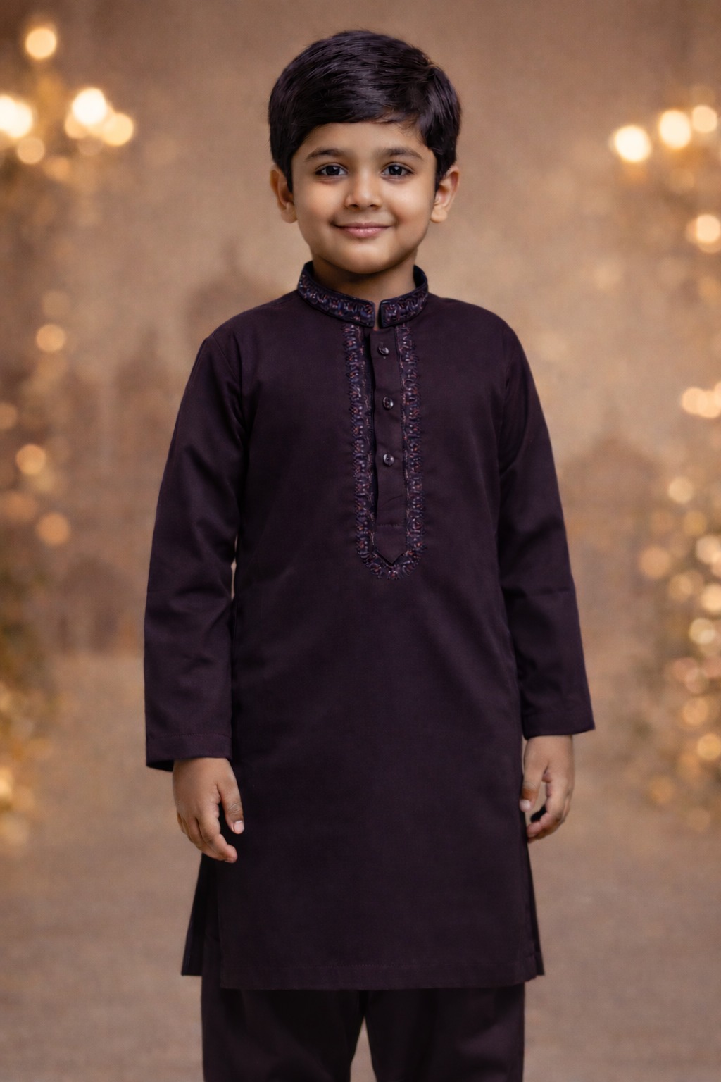 Boys Purple Tone Kurta Shalwar – Dino Prestige  – Premium Eid Collection 2026 | BabyDino.pk Image 2