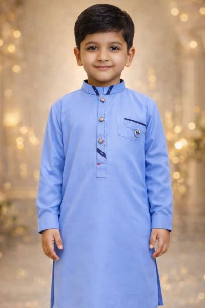 Boys Sky Blue Kurta Shalwar – Dino Elite - Premium Eid Collection 2026 | BabyDino.pk