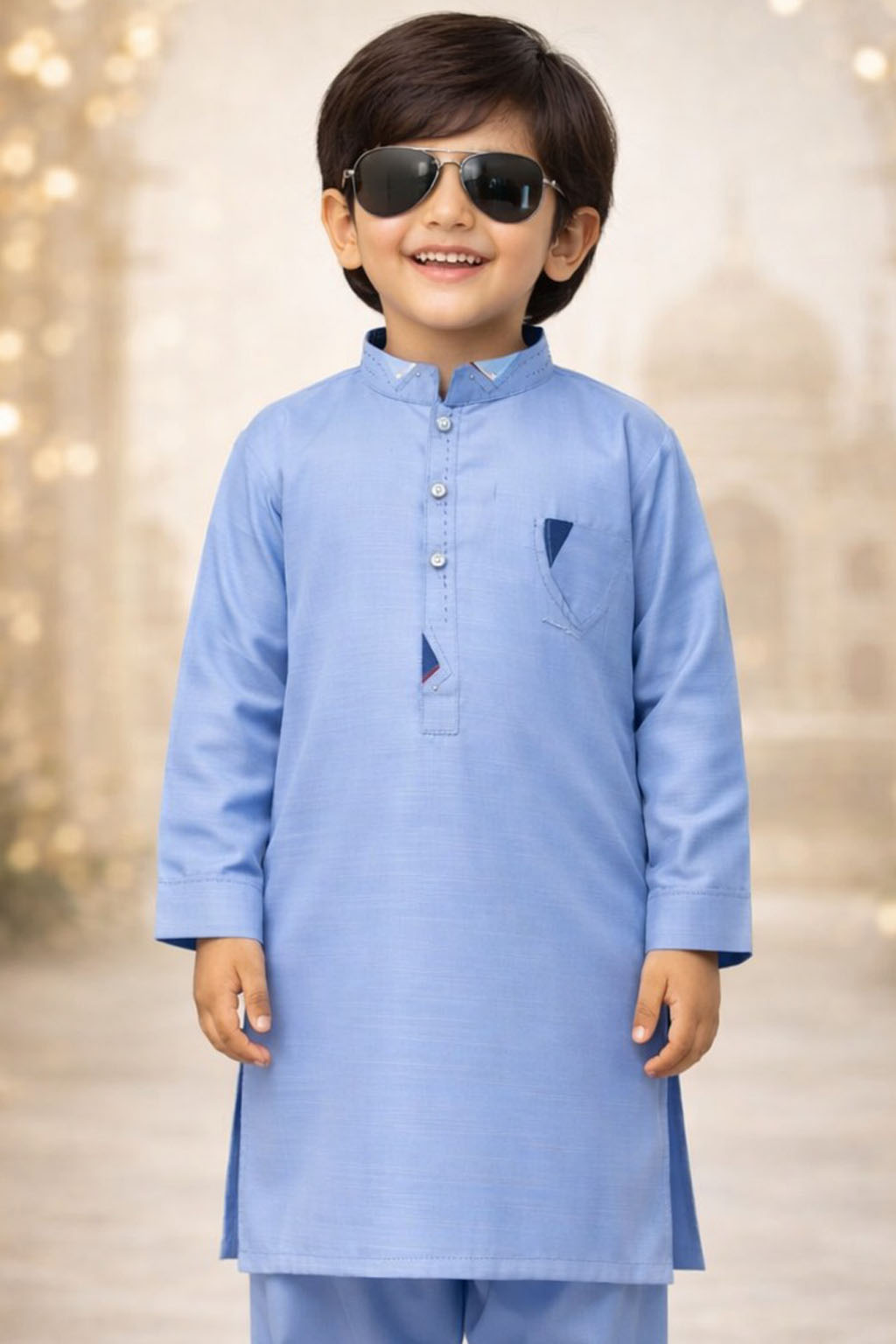 Boys Sky Blue Kurta Shalwar – Dino Signature - Premium Eid Collection 2026 | BabyDino.pk Image 1