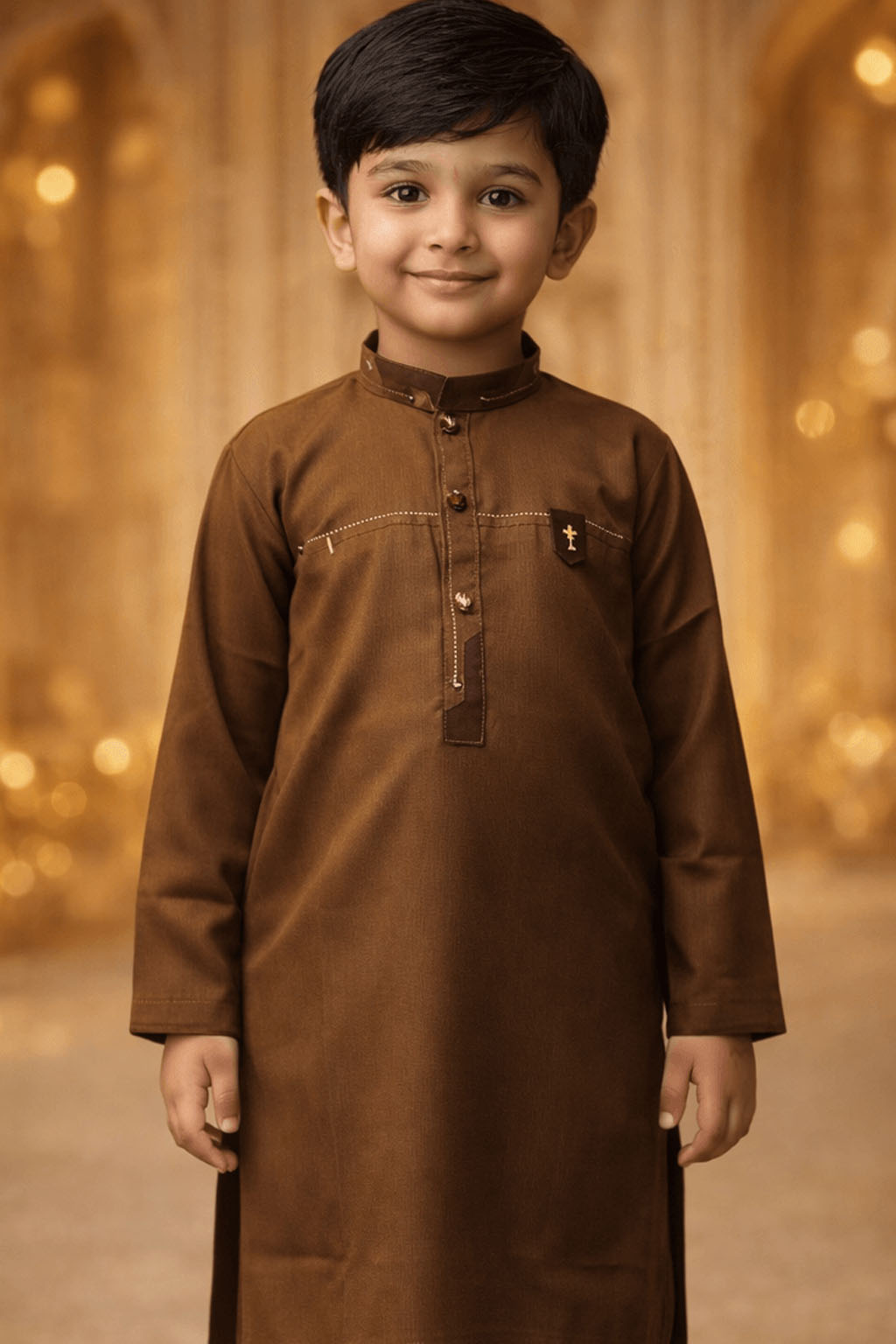 Boys Coffee Brown Kurta Shalwar – Dino Prime | BabyDino.pk Eid Collection 2026 Image 1