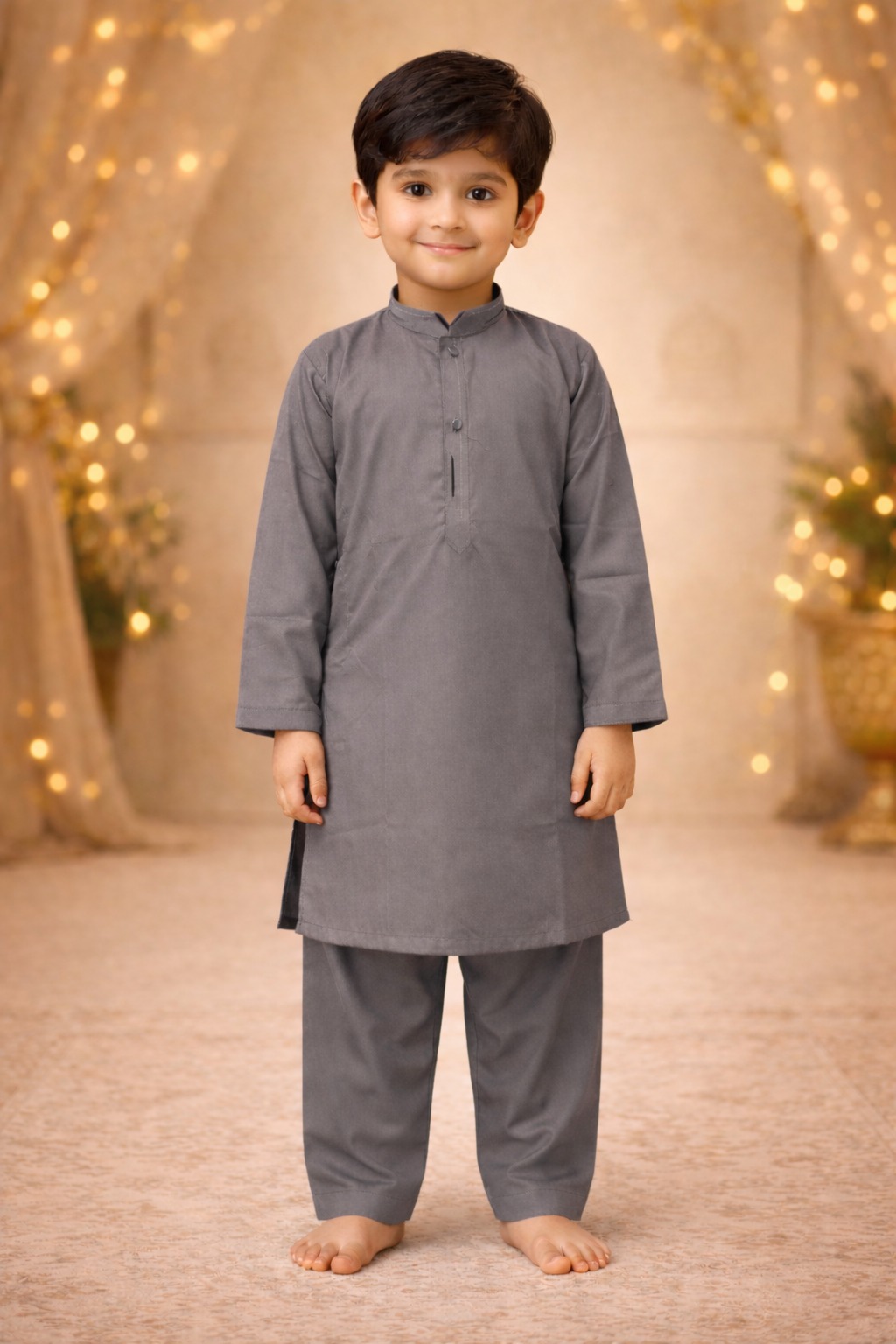 Boys Light Camel Kurta Shalwar – Dino Classic – Premium Eid Collection 2026 | BabyDino.pk Image 3