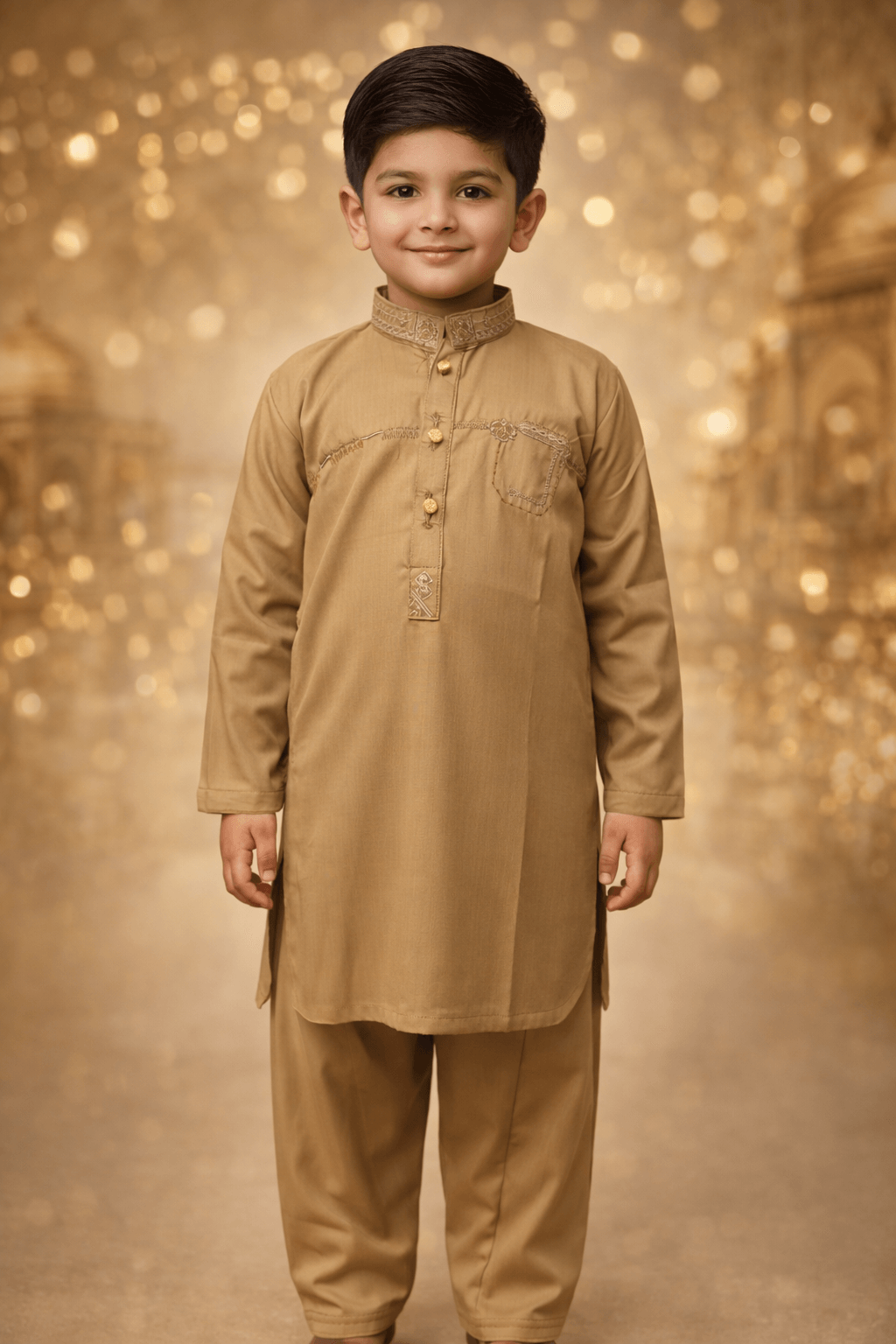 Boys Khaki Kurta Shalwar – Dino Noble | BabyDino.pk Eid Collection 2026 Image 2