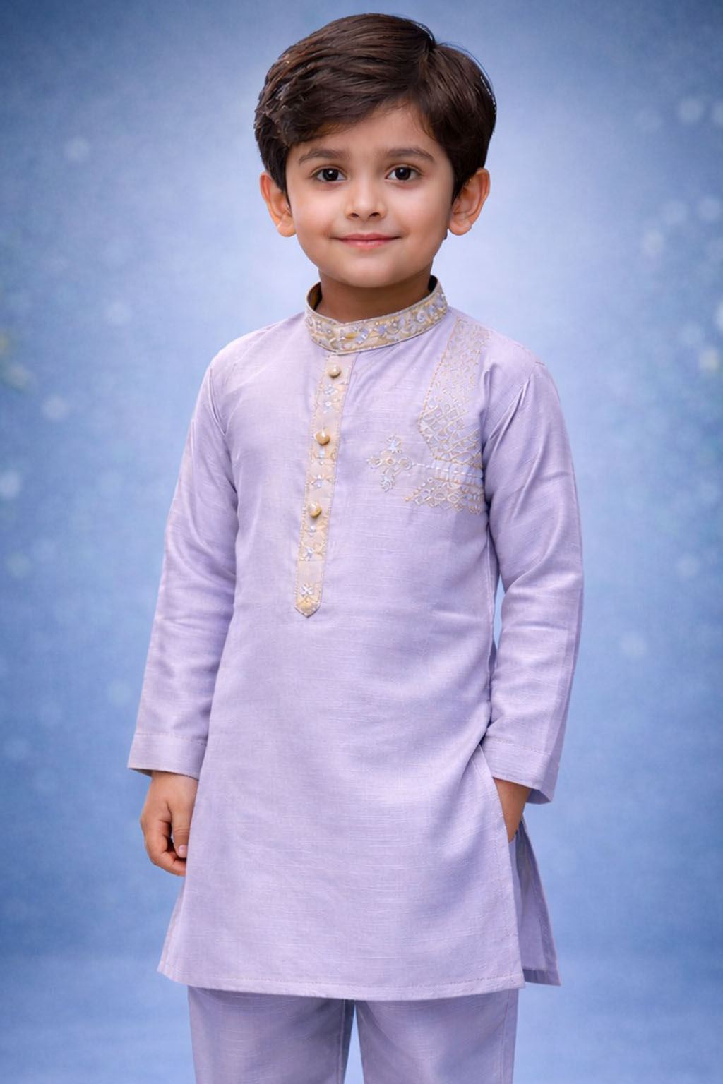 Boys Pastel Lavender Kurta Shalwar – Dino Festive – Premium Eid Collection 2026 | BabyDino.pk Image 1