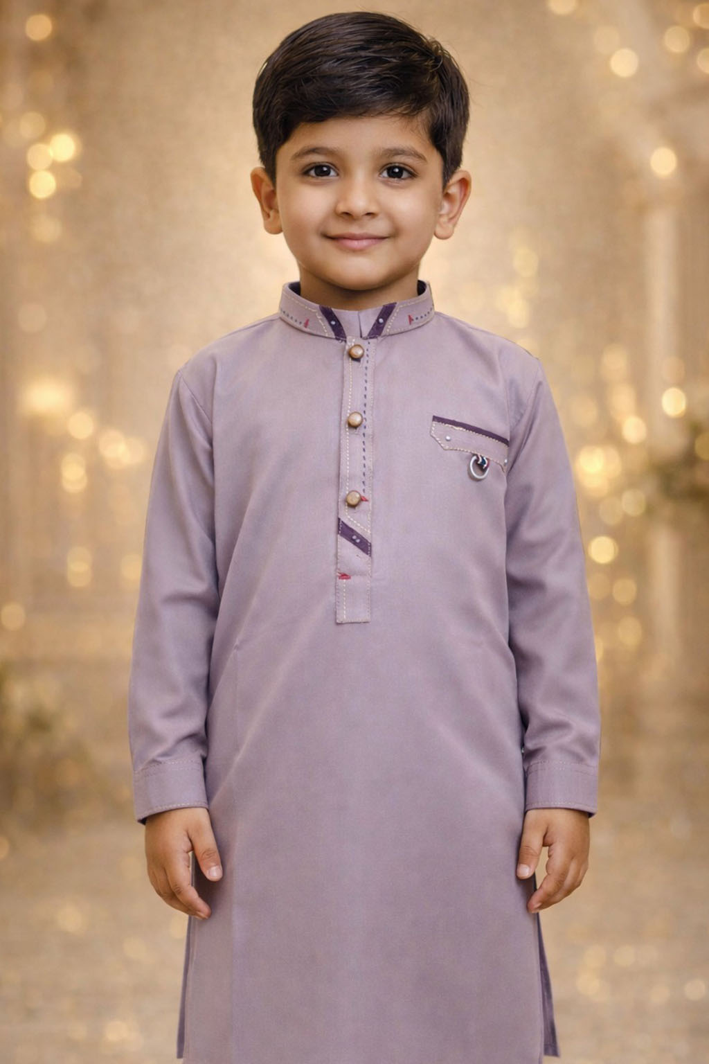Boys Pastel Lavender Kurta Shalwar – Dino Elite - Premium Eid Collection 2026 | BabyDino.pk Image 1