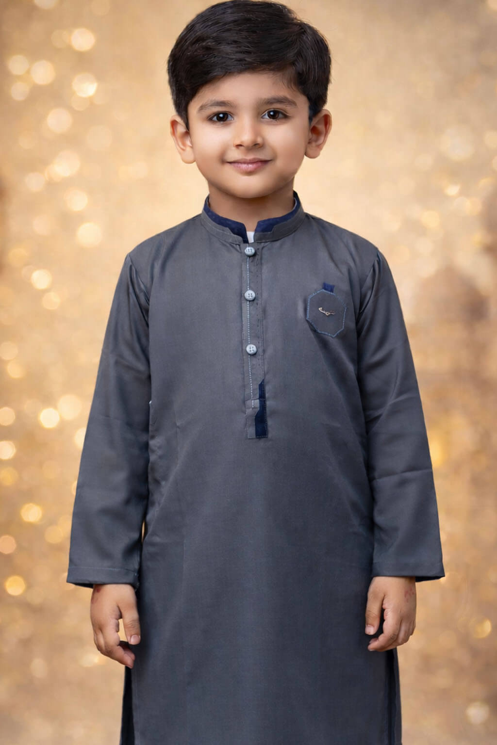 Boys Slate Gray Kurta Shalwar – Dino Regal | BabyDino.pk Eid Collection 2026 Image 1