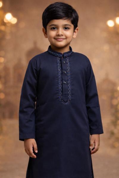 Boys Deep Navy Kurta Shalwar – Dino Prestige  – Premium Eid Collection 2026 | BabyDino.pk