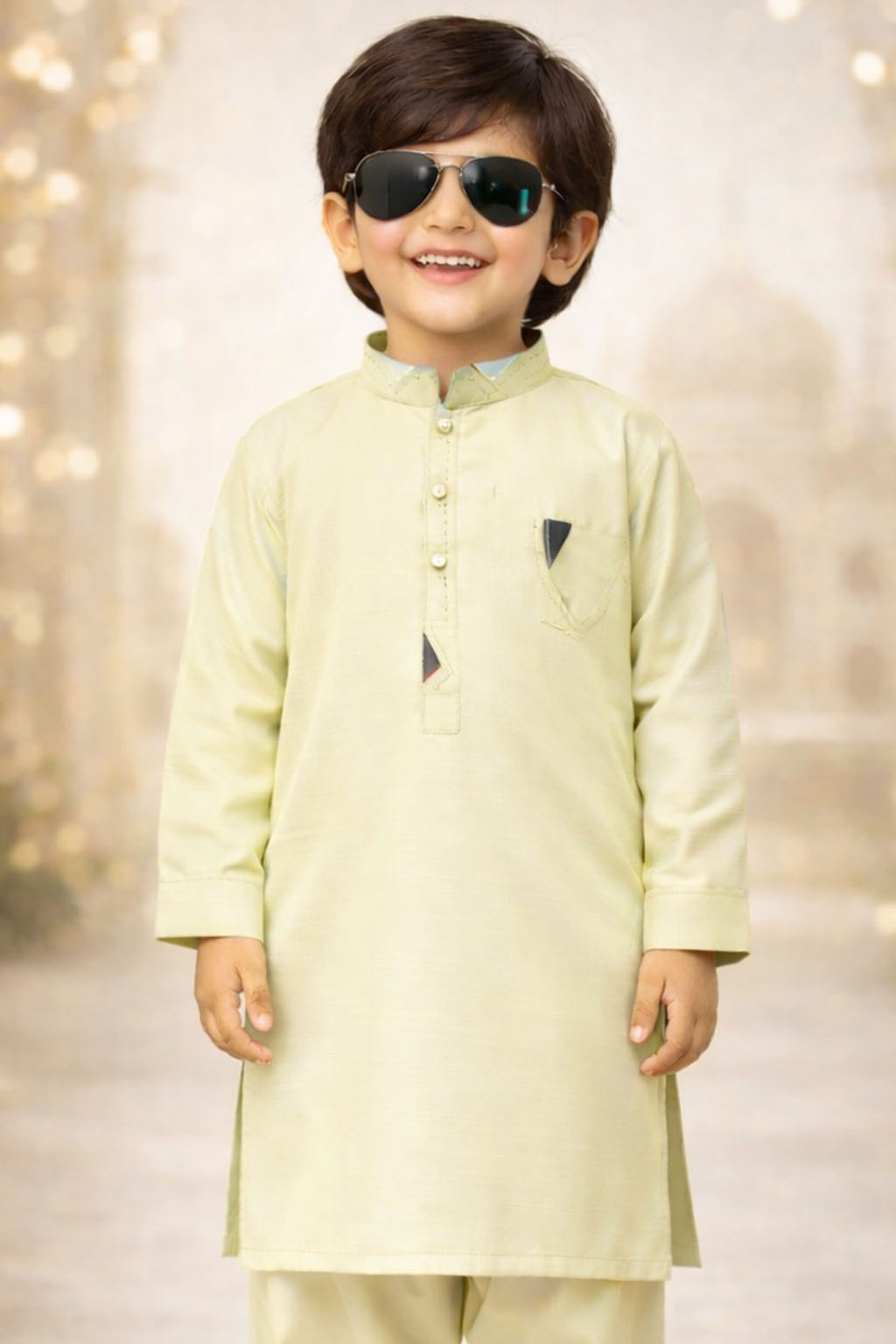 Boys Pistachio Green Kurta Shalwar – Dino Signature - Premium Eid Collection 2026 | BabyDino.pk Image 1