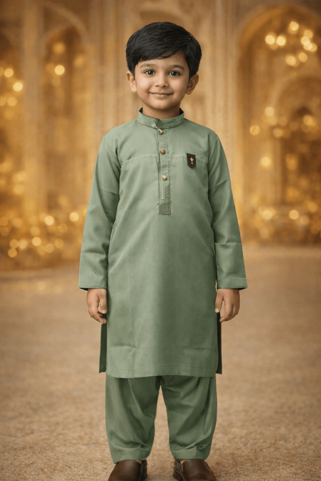 Boys Classic Sky Blue Kurta Shalwar – Dino Prime | BabyDino.pk Eid Collection 2026 Image 3