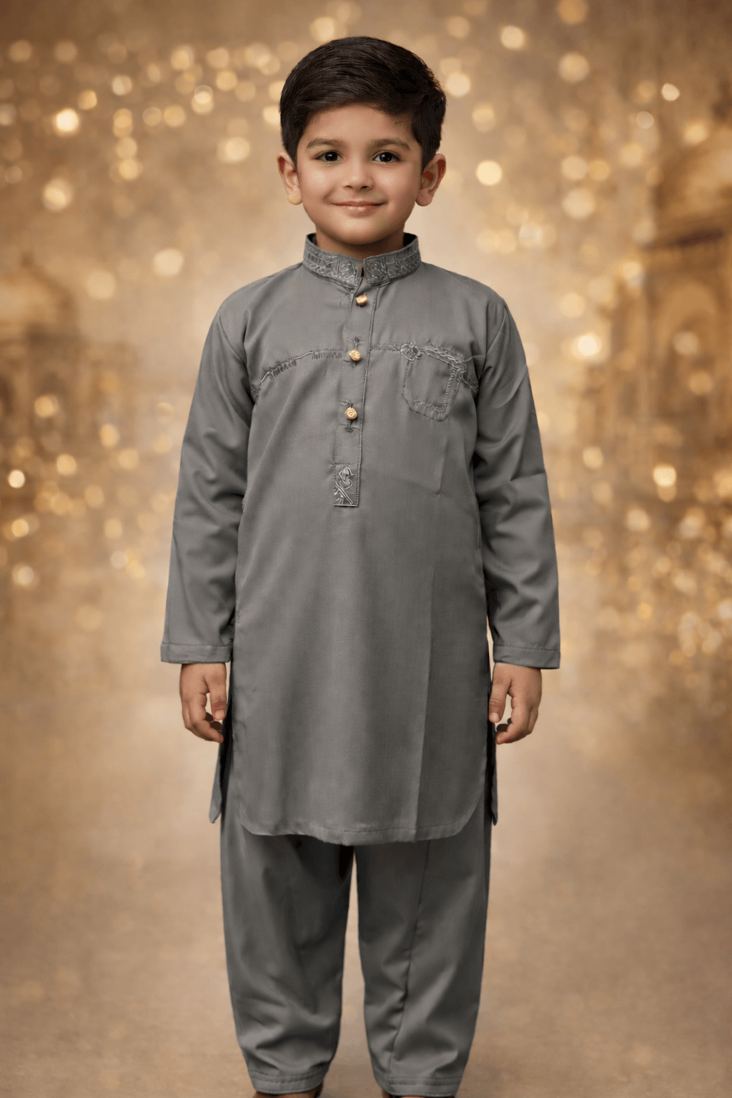 Boys Soft Saga Green Kurta Shalwar – Dino Noble | BabyDino.pk Eid Collection 2026 Image 5