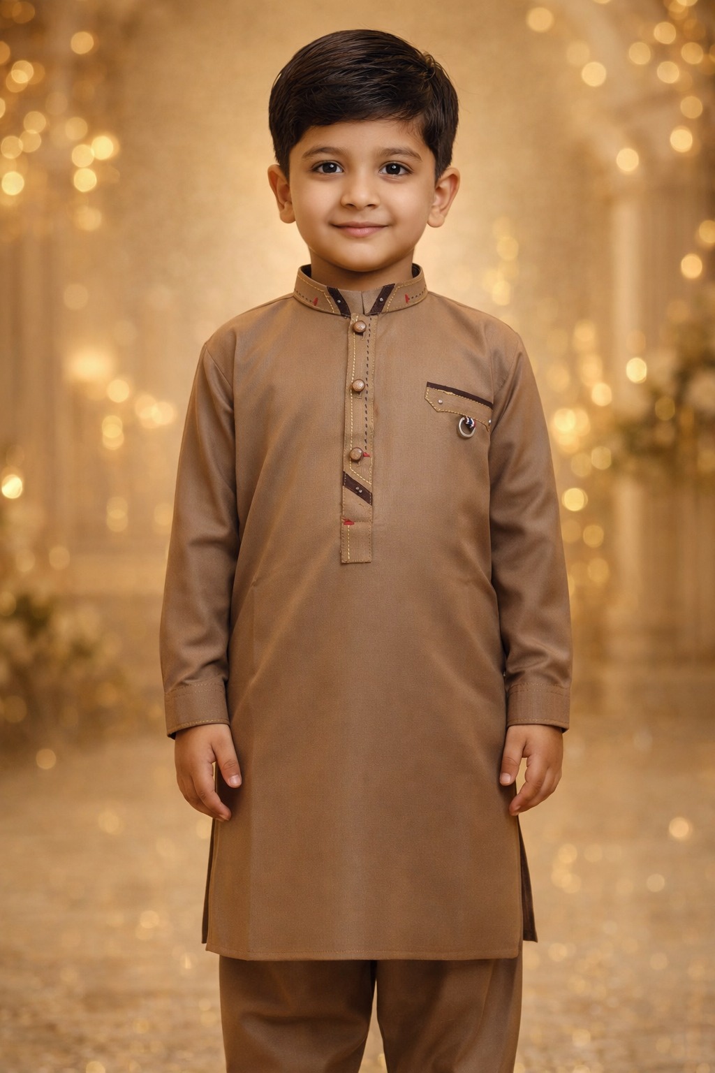 Boys Sky Blue Kurta Shalwar – Dino Elite - Premium Eid Collection 2026 | BabyDino.pk Image 3